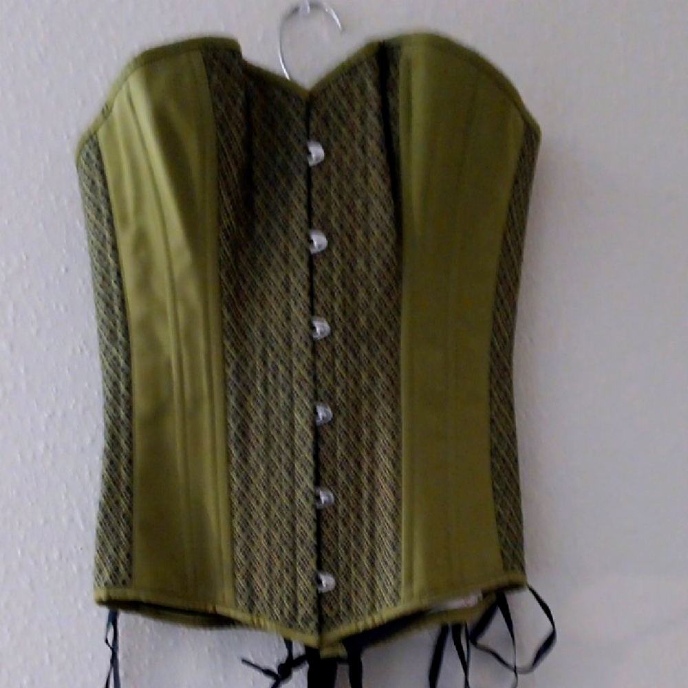 Hearts Delight Green Corset with Black Lace-Up Detail